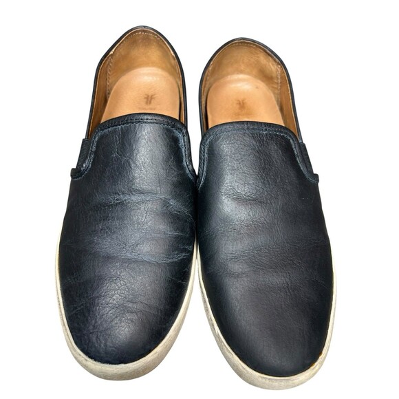 Frye Ivy Black‎ Luxe Smooth Leather Slip On Flats Women's Casual Shoes Size 9 M - Picture 1 of 11